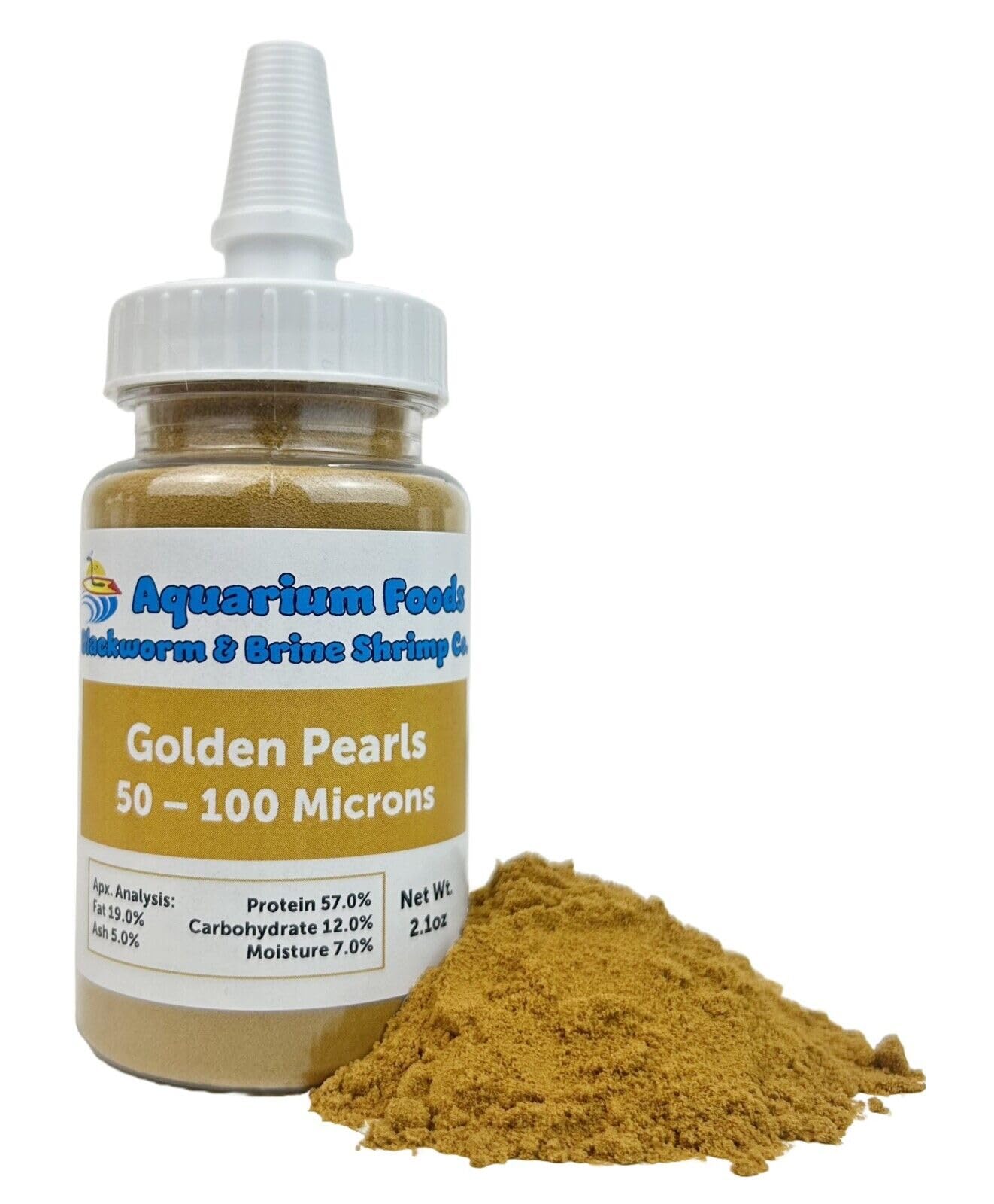 Aquatic Foods Inc. Golden Pearls 50-100 Microns for Tropical Fish Fry and Babies, for Corals, Anemones, Reef Tanks…2.1oz Squeeze Bottle