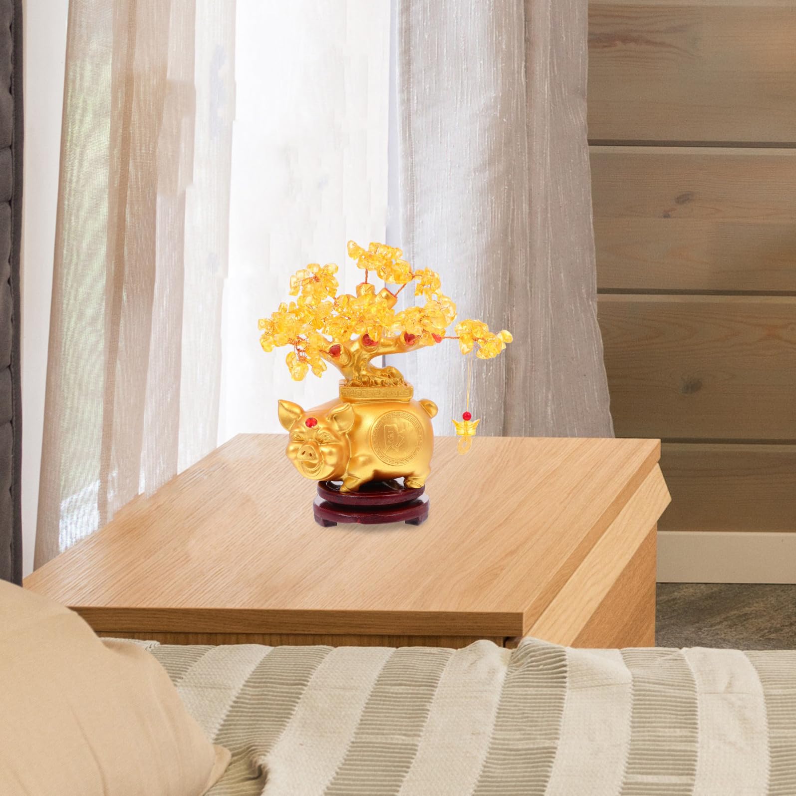 Addobbo Albero di Natale Elegante in Resina Oro, Decorazione da Tavolo Delicata per Casa e Soggiorno, Ornamento Bonsai Raffinato e Funzionale