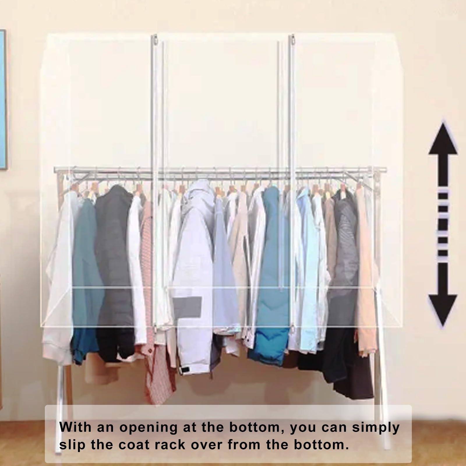 Fundas Ropa, Fundas Ropa para Colgar en Armario de PEVA, Ideal para Guardar en el Armario Chaquetas y Cortavientos(Clear,160 * 130 * 95cm/63 * 51 * 37in)