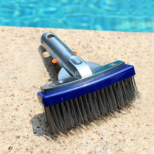 Miniatura 2 de Cepillo de piscina de acero inoxidable de 5.5 pulgadas para spa, estanque, suelo, pared, piscina, cepillo de limpieza de pared, herramienta de