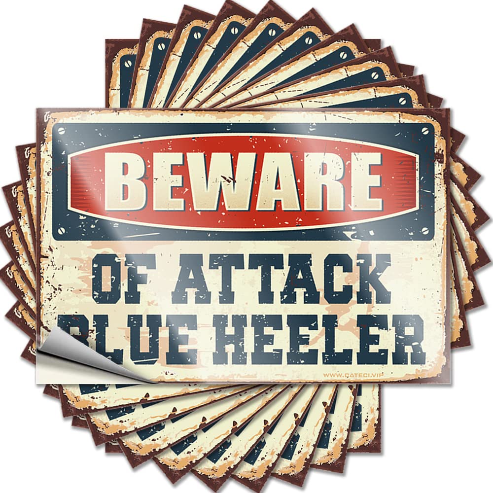Fzfn Boys Colour Sticker Pool Stuff Vinyl Sticker | Beware Of Attack Blue Heeler Funny For Use(6X9cm)