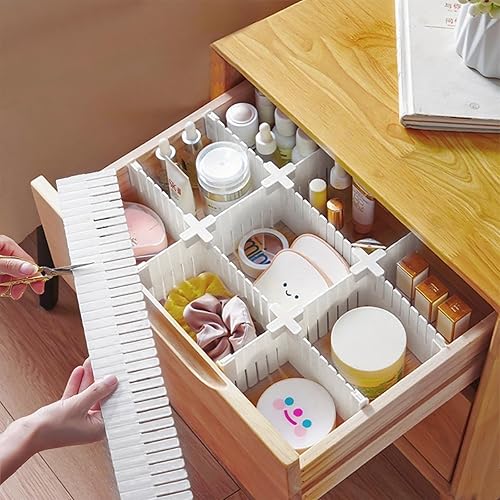 4 separadores de cajones de rejilla blanca, separadores ajustables con 2 cierres para calcetines, ropa interior, maquillaje, oficina y disponible en Yaxa Colombia