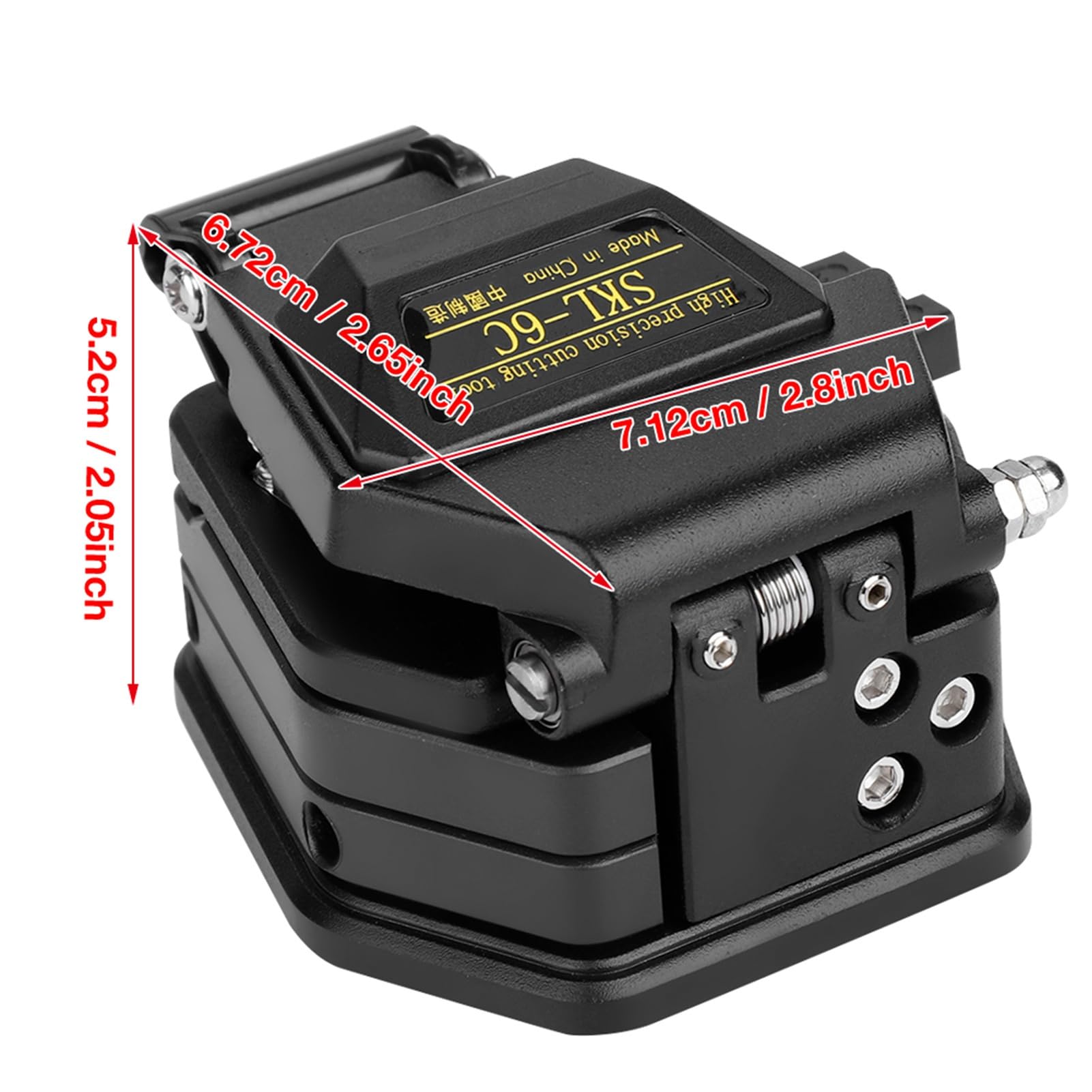 Fiber Optic Cleaver, 18mm Cutting Length, Blade, High Fiber Cable Cutting Tool with Bag, Suitable for 125um Diameter of Optic Fiber, Black