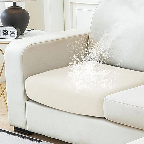 Miniatura 34 de NAISI Fundas de cojín impermeables para sofá, tela de terciopelo grueso, lavables, 3 piezas, fundas individuales para sofá modular con parte