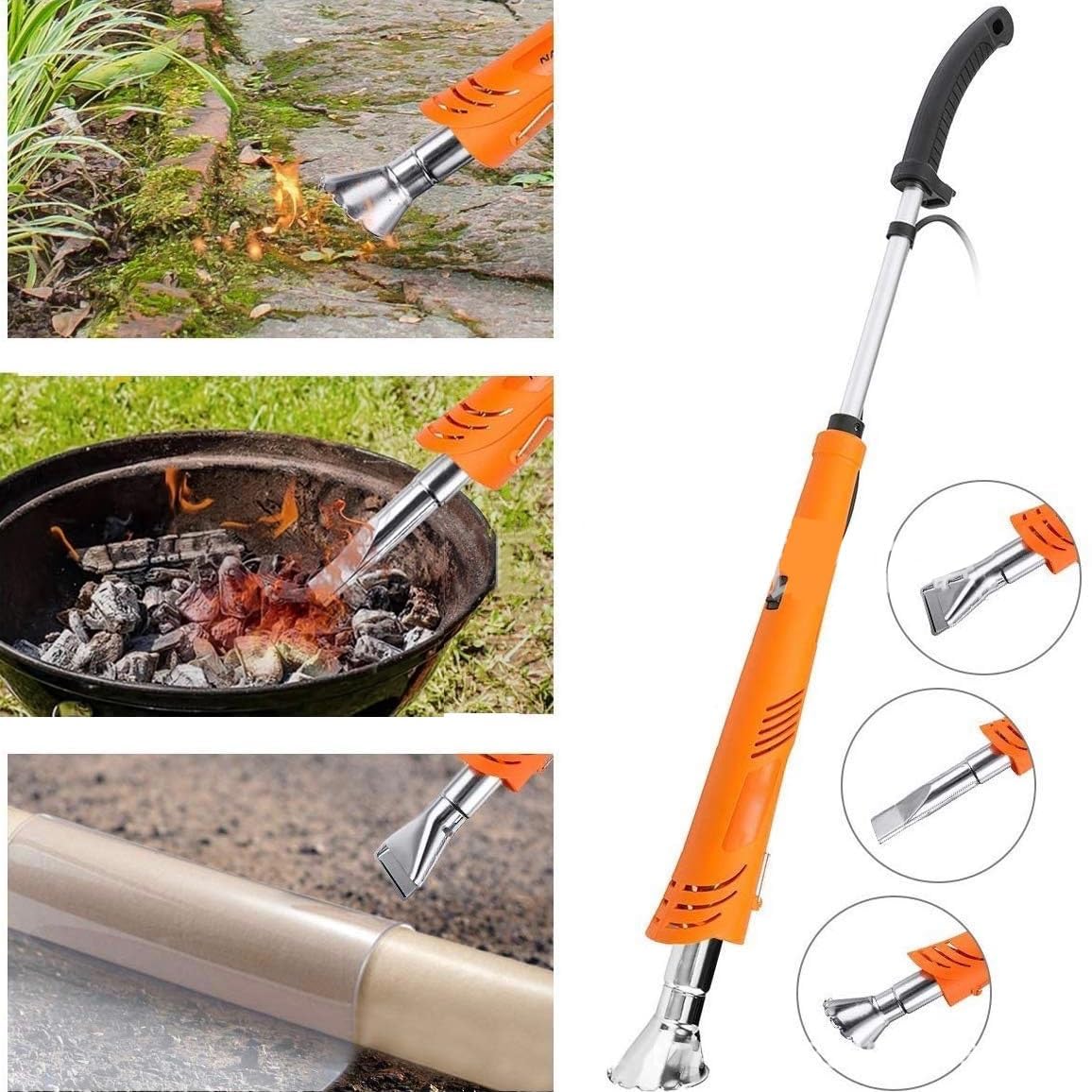 Bruciatore elettrico per erbacce, 2000 W, professionale, per barbecue, temperatura massima 650 °C, per patio, giardino, vialetto
