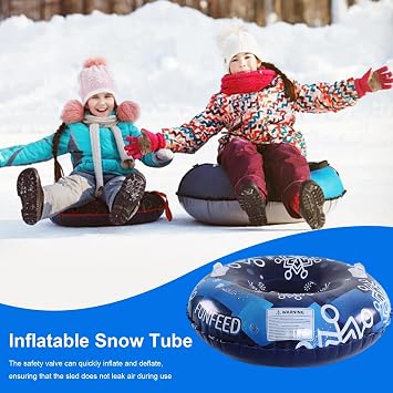 Snow Sledge for Adults, Snow Tubes for Kids | Outdoor Snow Toys with 2 Handles, Inflatable Sledge,Tear-Resistant Toboggan Tube Winter Toys for Kids, Adults