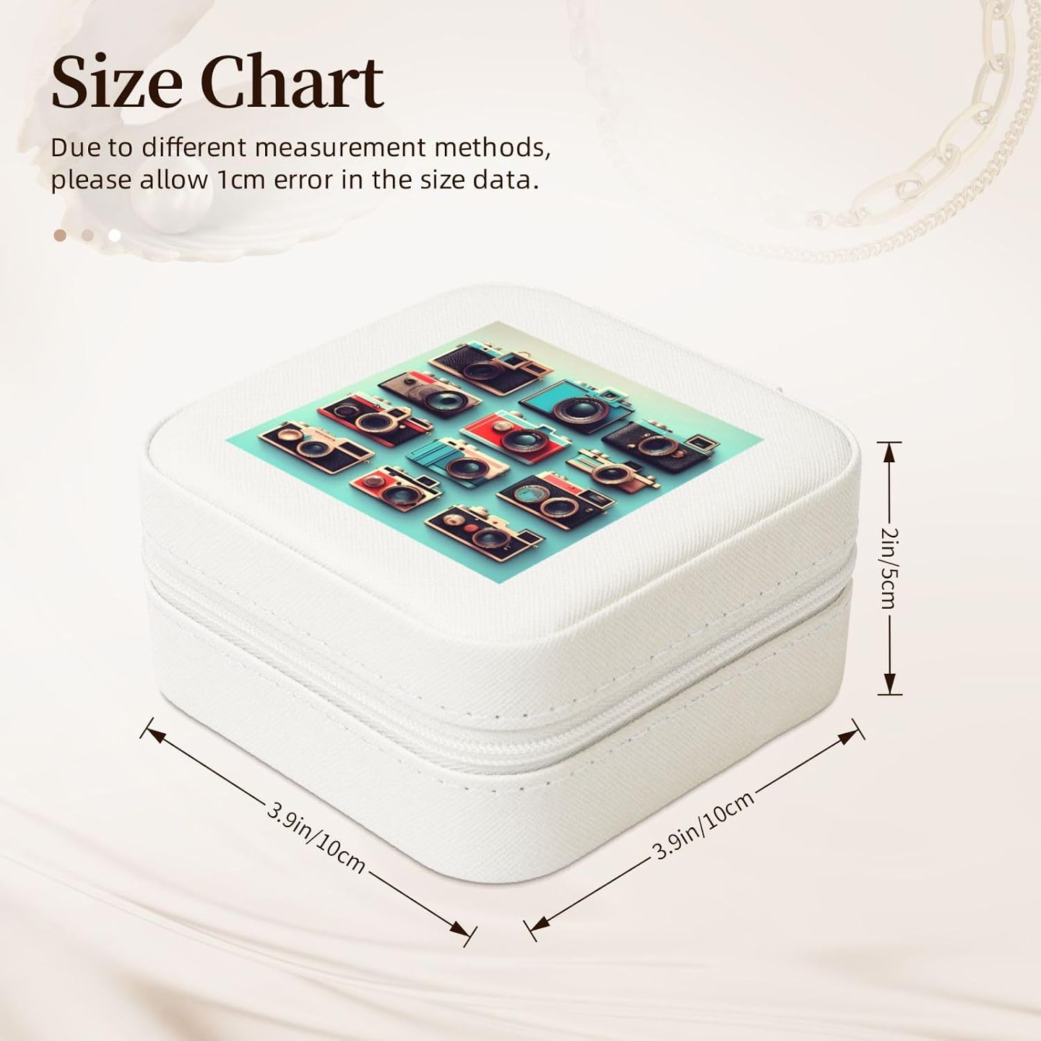 Retro Cool Camera Collection Print Jewelry Storage Bag,Pu Leather Jewelry Case Box,Travel Storage Case Brithday Gift For Women image 2