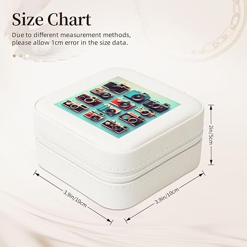 Miniatura 2 de Retro Cool Camera Collection Bolsa de almacenamiento de joyería impresa,Caja de joyería de cuero PU,Estuche de almacenamiento de viaje Regalo