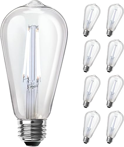 Miniatura 11 de Feit Electric ST19 Bombilla LED Edison vintage, equivalente a 60 W, regulable, blanco suave de 2700 K, 800 lúmenes, base E26, bombillas de filamento