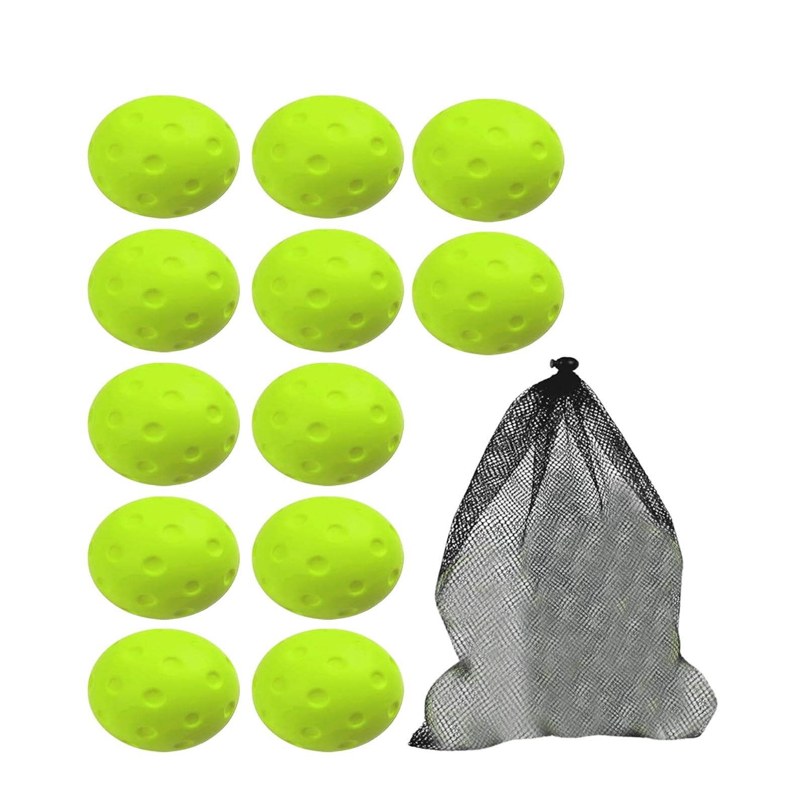 12 Pelotas de Pickleball Silenciosas, Suaves Y de, de Espuma de Poliuretano de Colores Brillantes, con Bolsa de Malla, para Principiantes