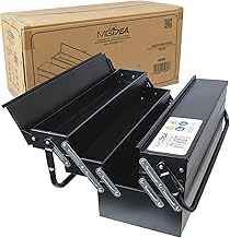 Tool Box Metal Tool Case Work Case 5 Compartments Matt Black Steel Professional 470 x 300 x 200 mm