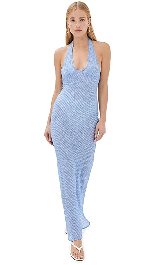 halter maxi floral dress Wishlist Floral Halter Maxi Dress slate-blue / medium main image 1