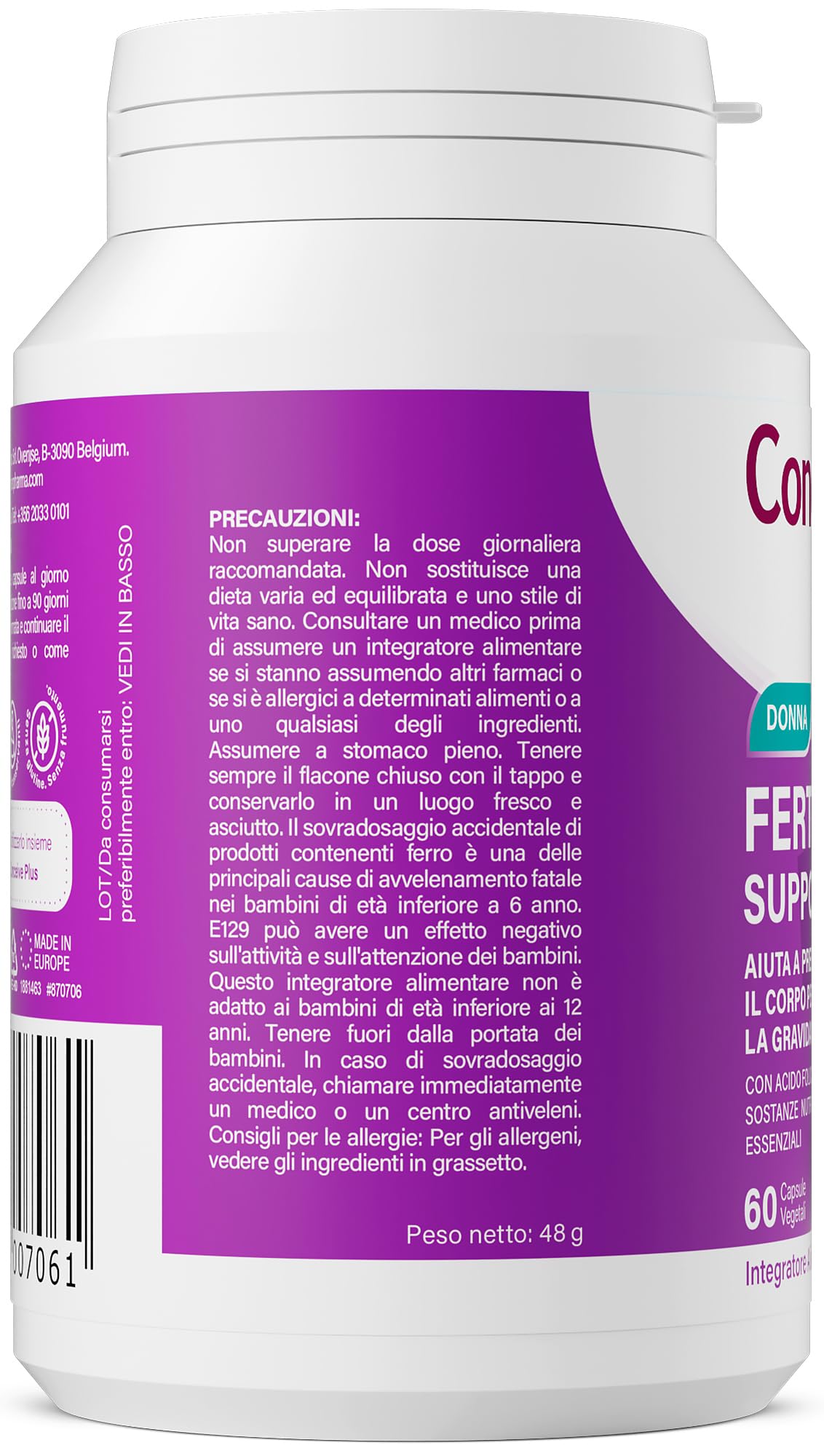 Conceive Plus Supplementi di Fertilità per le Donne, Favoriscono l'Equilibrio Ormonale, Calcio, Vitamina D, Acido Folico, Mio-Inositolo - Vitamine Prenatali per le Donne - 30 Giorni, 60 Capsule