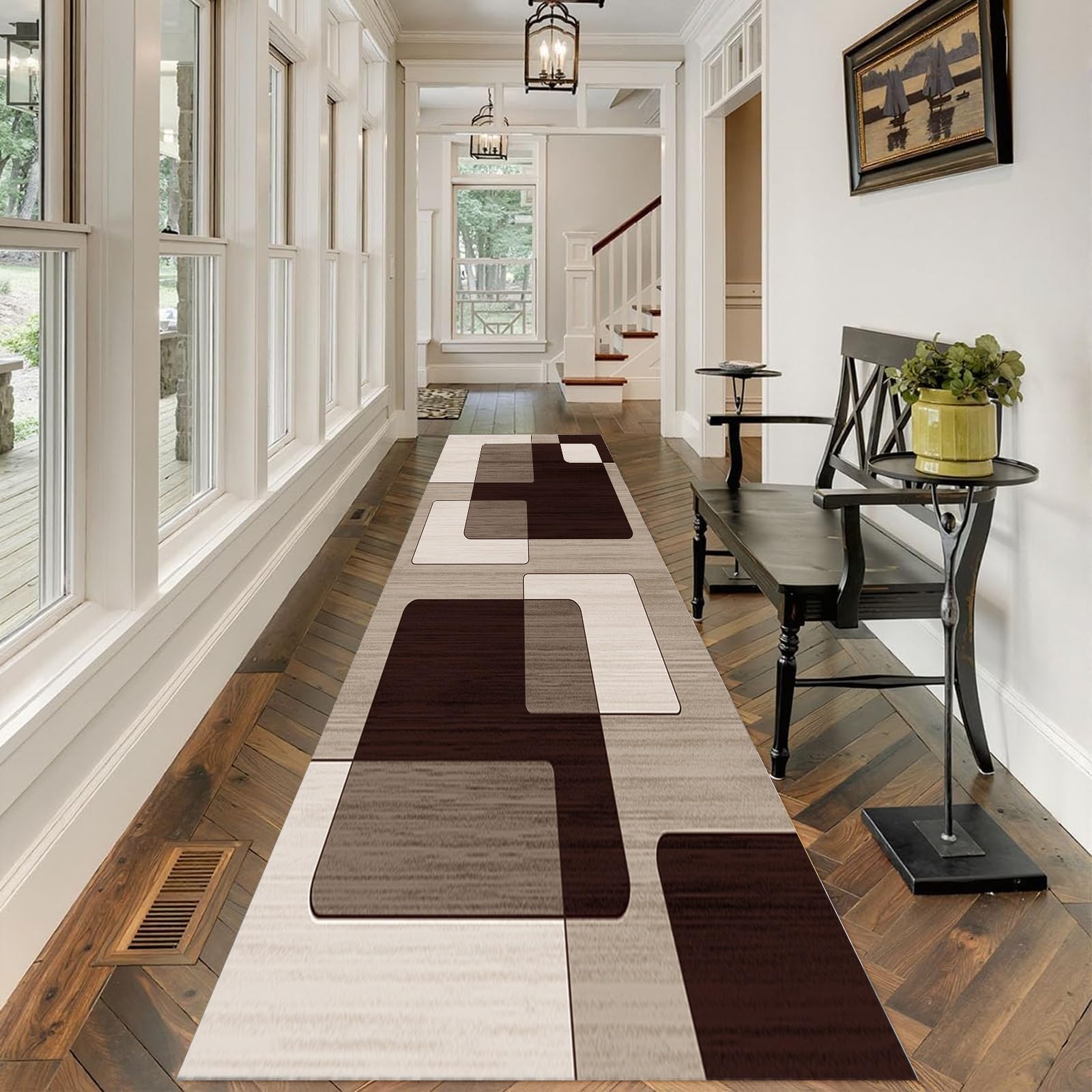 Tapis cuisine devant evier poils ras ornement vintage lavable 70x140