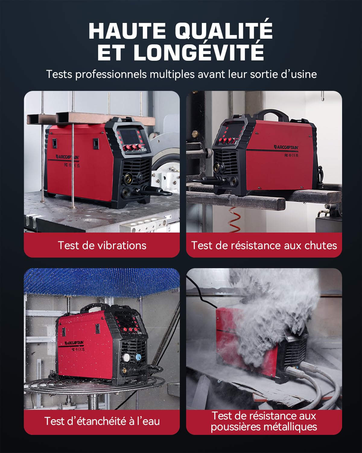 ARCCAPTAIN Poste à Souder MIG MAG, 200Amp 6 en 1 Gaz MIG/Sans gaz Flux Core MIG/Électrode Enrobée/Lift TIG/Soudage par points/Pistolet à fil 230V Machine de soudage multi-processus en aluminium