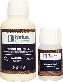 Wood Stain Oil - 85 ft² - 140 ml, Natural White – Wood Finish for Interior Furniture & Floor - Linseed Wood Oil - Fast-Drying - Environmentally Friendly - Extra Durable Hard Wax Oil
