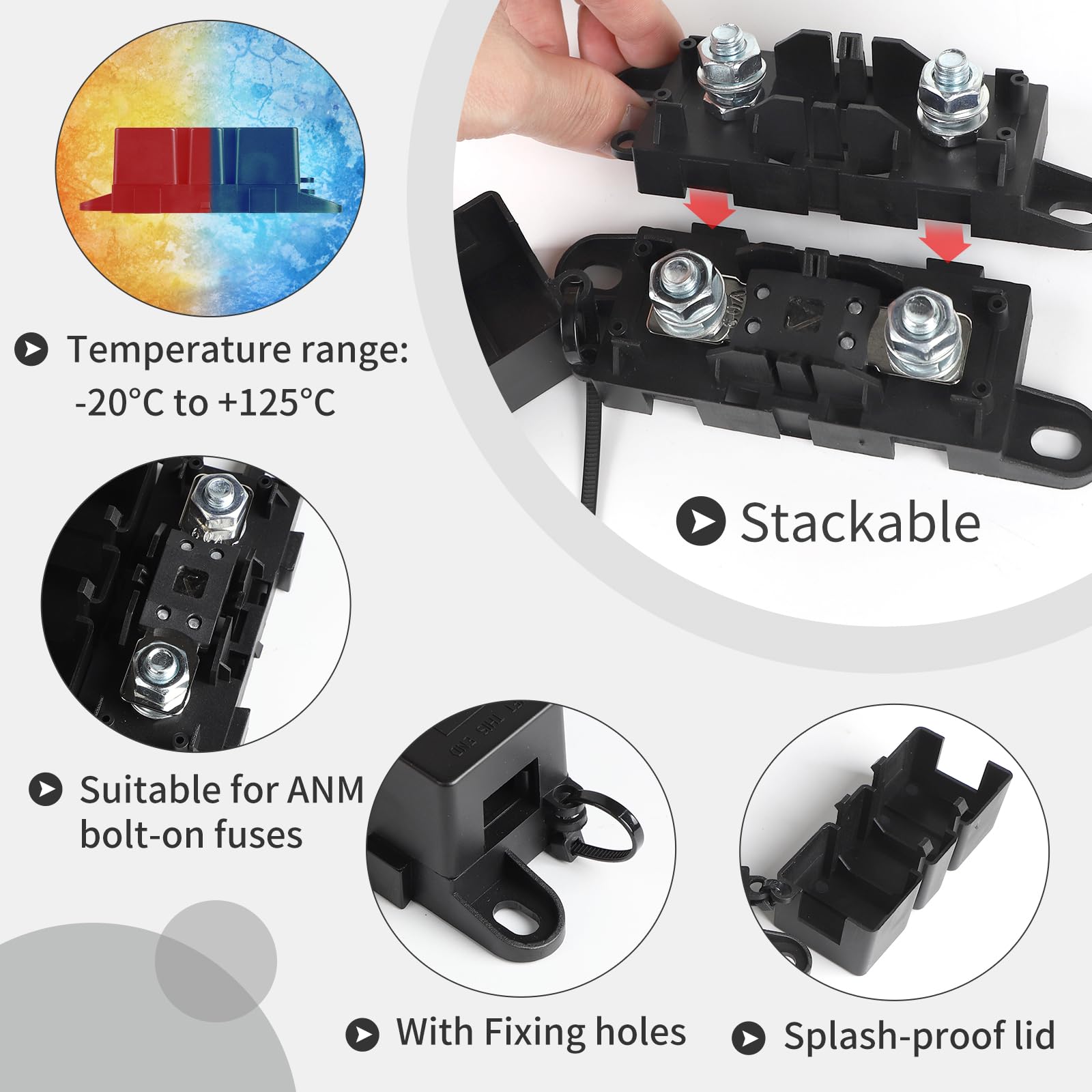 2 Pièces ANM Porte-fusible Mega Porte-fusible à Courant élevé MEGA