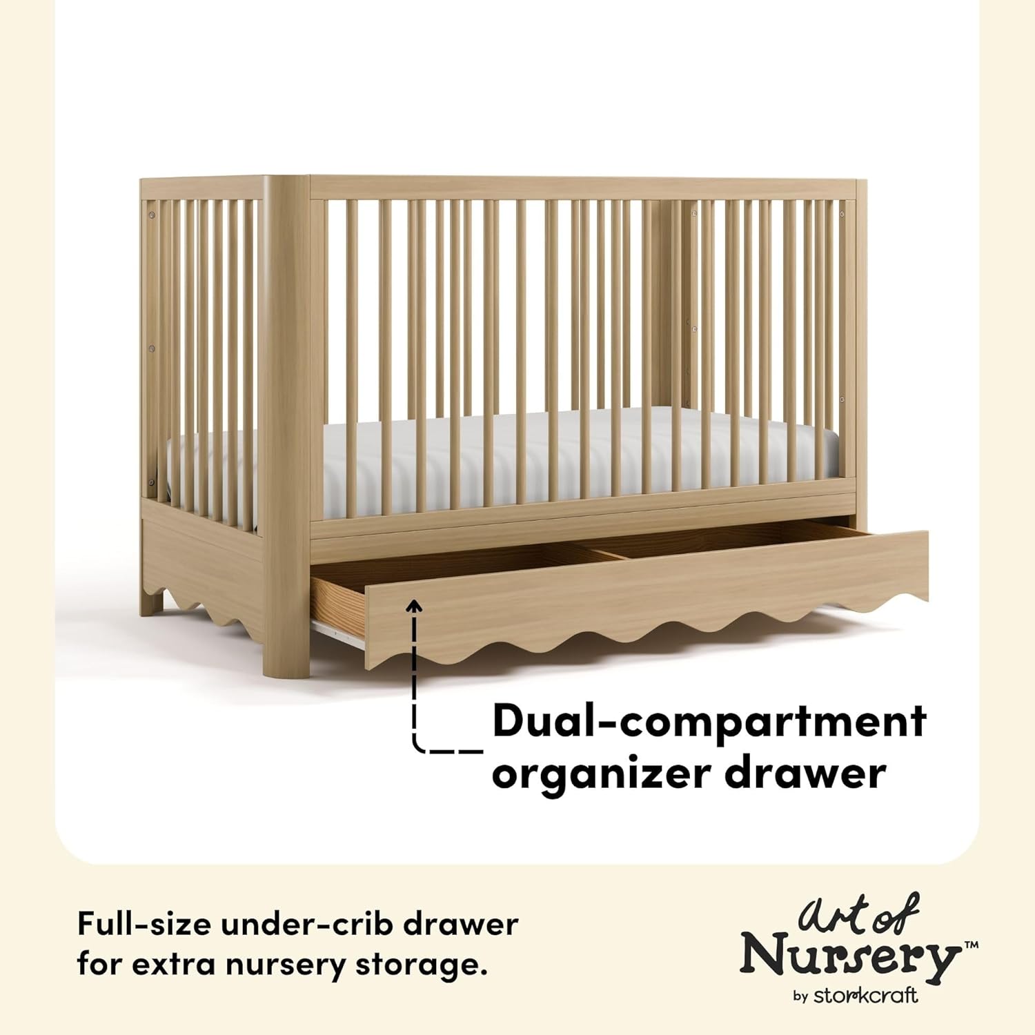 Storkcraft Casablanca Convertible Crib with Drawer and Toddler Guardrail (Driftwood) – GREENGUARD Gold Certified, Toddler Bed Conversion Kit Included, Fits Standard Crib Mattress, Crib with Storage