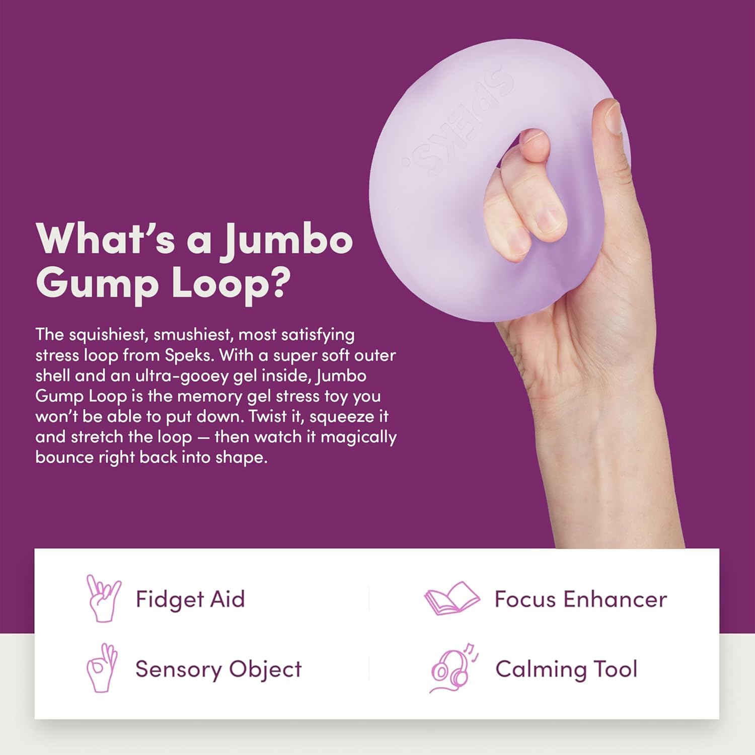 Gump Jumbo Loop Gel-Filled Stress Ball | Ultra-Squishy Fidget Toy for Stress Relief & Focus | Anxiety Ball for Adults & Teens | Sensory Squeeze Toy | Mist