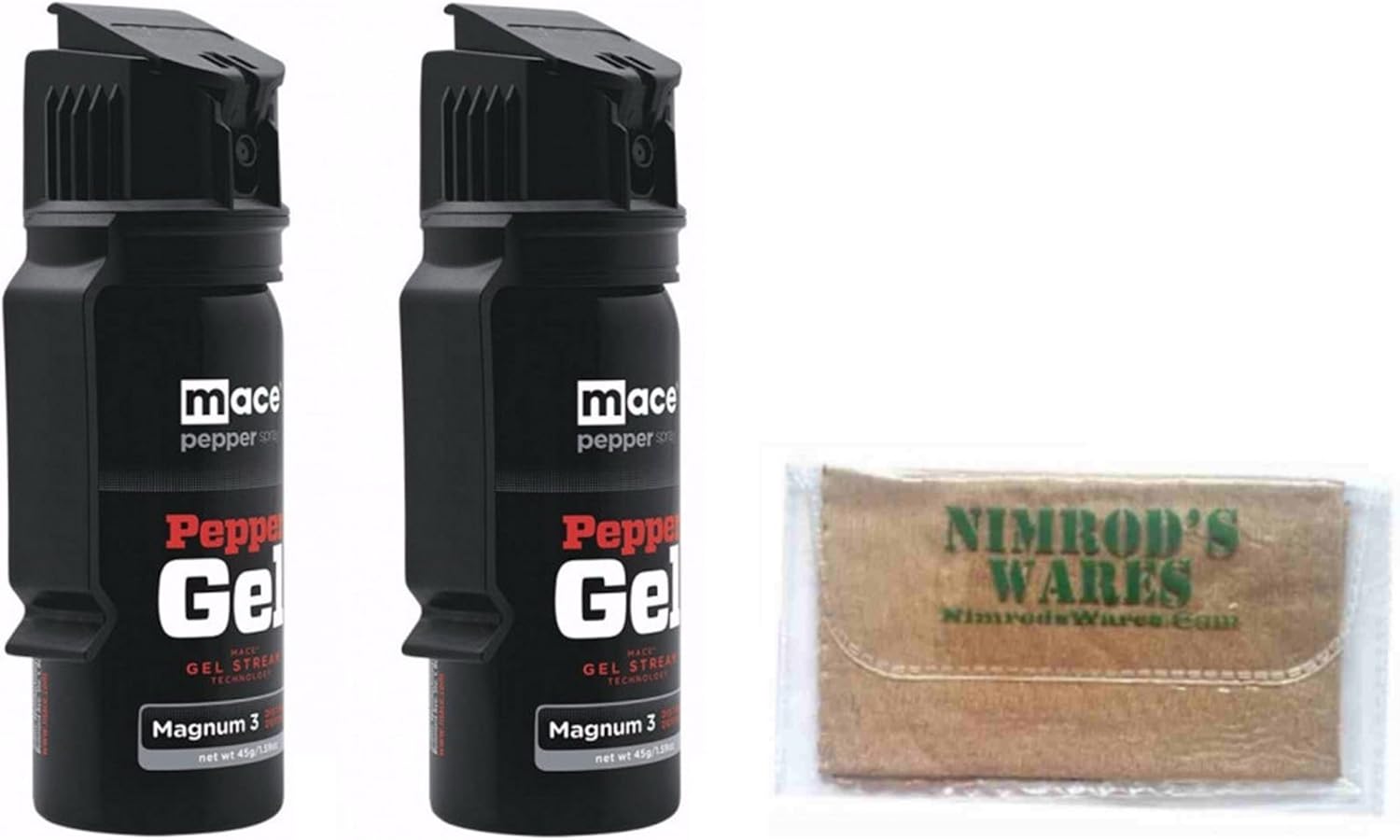 Nimrod's Wares 2-Pack MACE Gel Stream 18ft Pepper Spray Magnum 3 Bundle with Microfiber Cloth