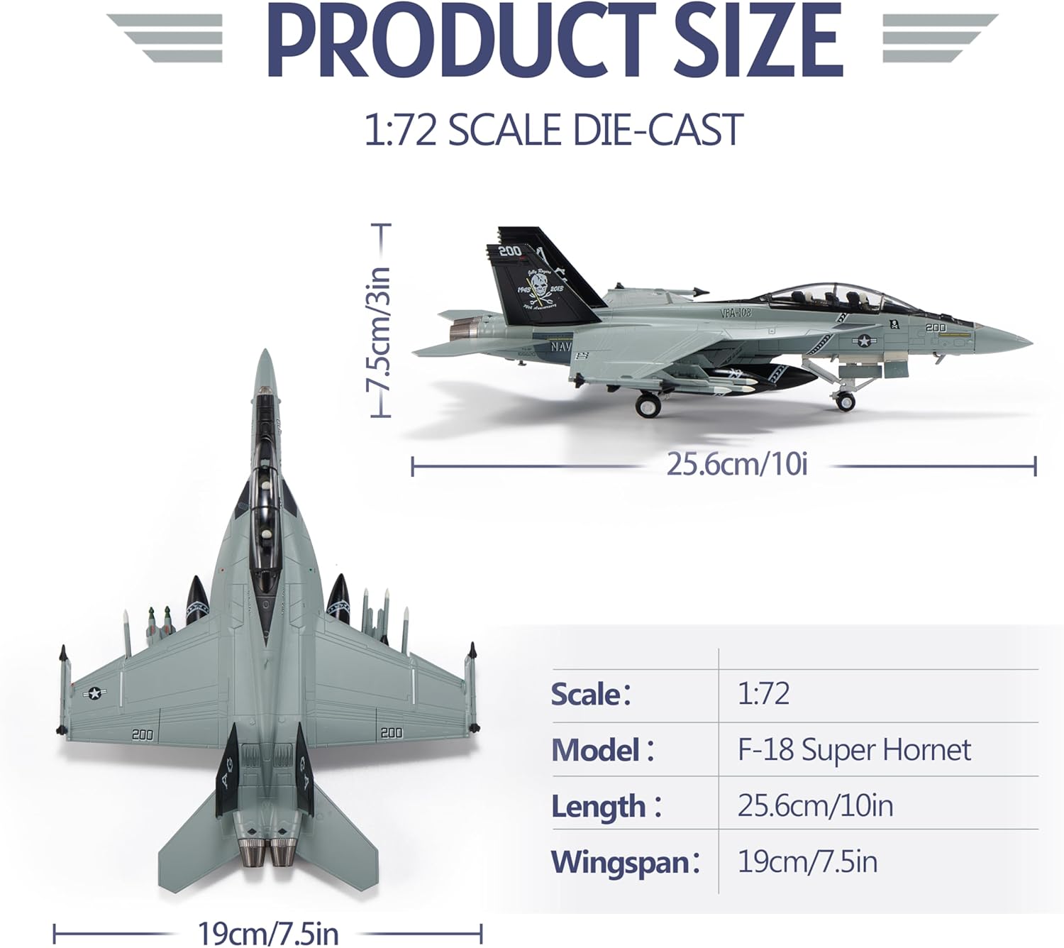 1:72 F-18 Super Hornet Strike Fighter Attack Diecast Military Planes Matel Model Airplane for Collections and Gift