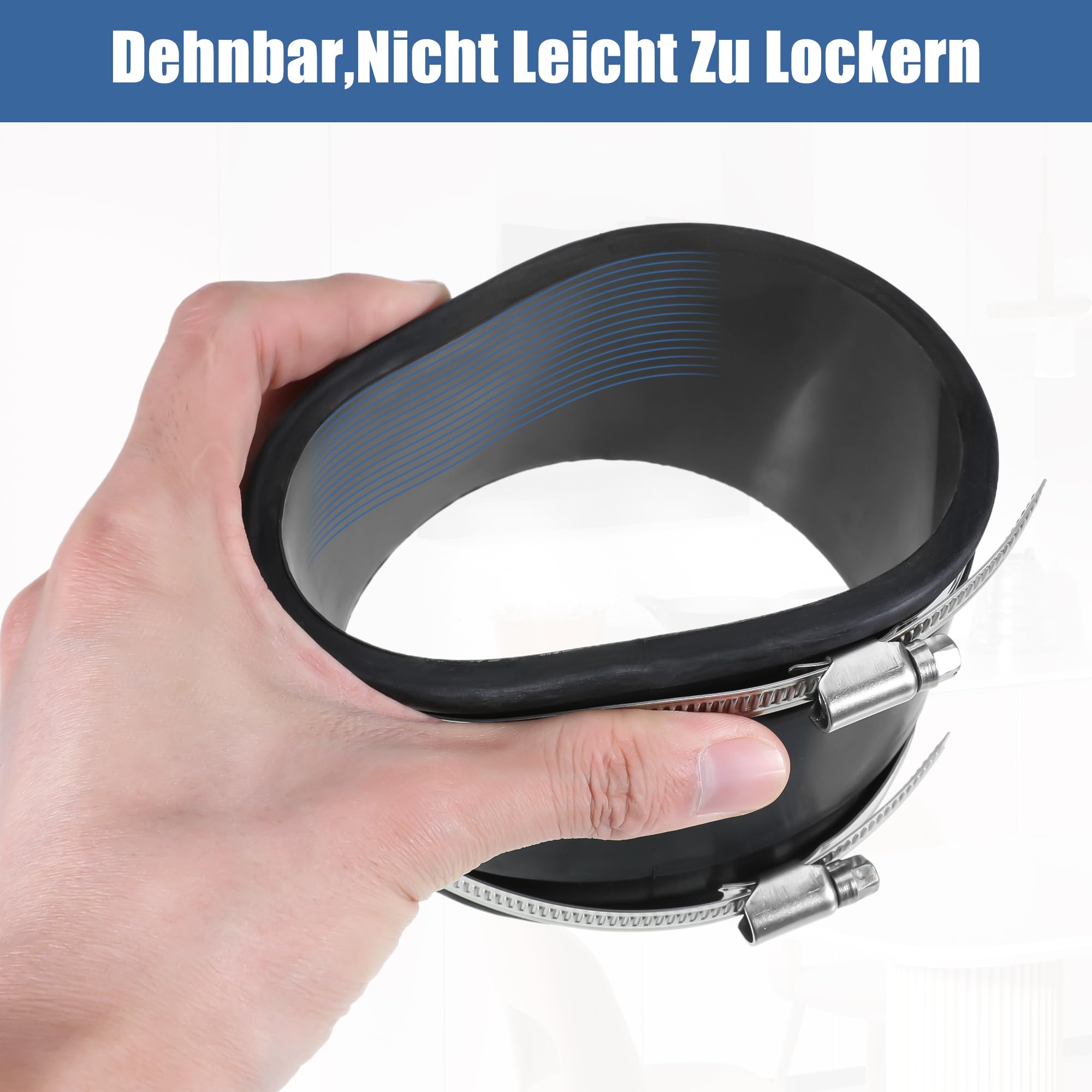 NCCHDZSW Manchon flexible en caoutchouc 100 mm avec colliers de serrage en acier inoxydable pour ventilateur de tuyau, manchon en caoutchouc flexible pour PVC et acier inoxydable