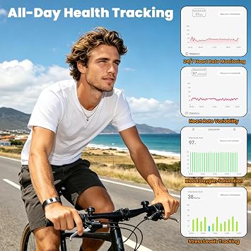 Smart Fitness Tracker with 24/7 Heart Rate, Sleep Tracking, IPX8 Waterproof, HD Display, 24+ Sports Modes, Pedometer, Phone Notifications, Music Control(Silver)