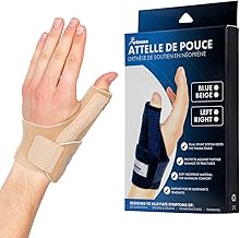 Actesso Thumb Splint - For Tendonitis, Dice, Quervain, Sprains, Arthritis & Joint Pain - Neoprene Wrist Support (Beige, One Size Fits All, Left Hand)
