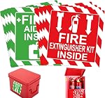 Green First Aid Kit Inside Red Fire Extinguisher Inside Stickers 4 Inch Safety Sign-Adhesive First Aid Kit Sign Decals UV Resistant 8 Pcs Industrial Safety Warning Decal for Trucks or Equipment