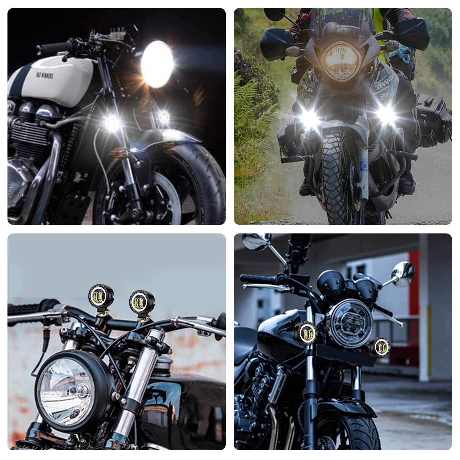 Fendinebbia a LED per moto, 3 pollici 20W Faretti per moto rotondi Fendinebbia Luci ausiliarie 12V 24V per fuoristrada SUV ATV Moto, bianco (Interruttore incluso)
