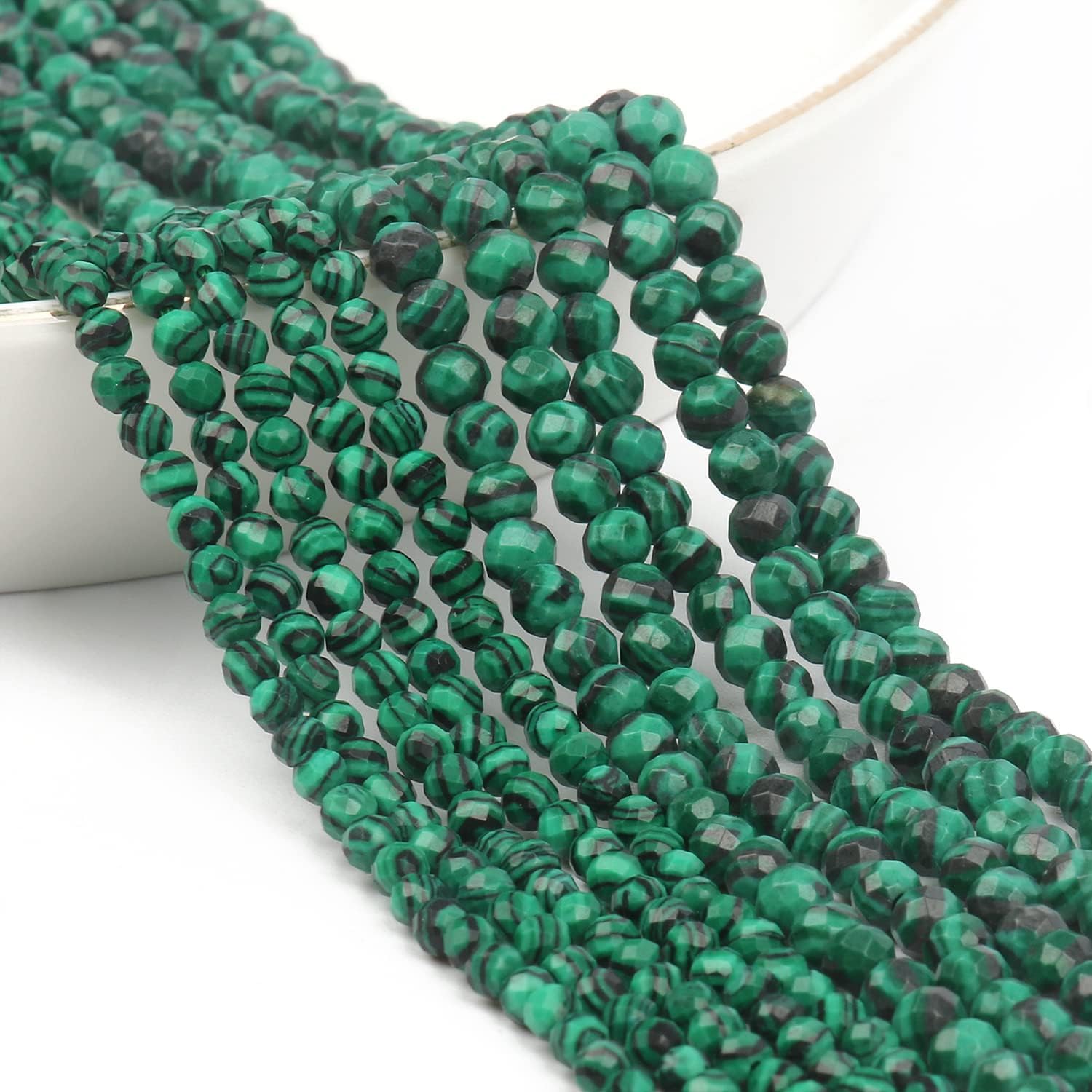 3mm 120pcs Natural Green Peacock Stone Beads, Songxi Small Faceted Round Loose Gemstone for Jewelry Making, DIY Art and Craft, Bracelet Necklace (1 Strand) - Image 6