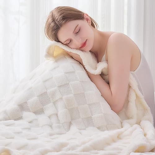 Miniatura 4 de NEWCOSPLAY Manta súper suave de franela sedosa de alta calidad, de forro polar a cuadros 3D, ligera, para uso durante todas las estaciones (cuadros