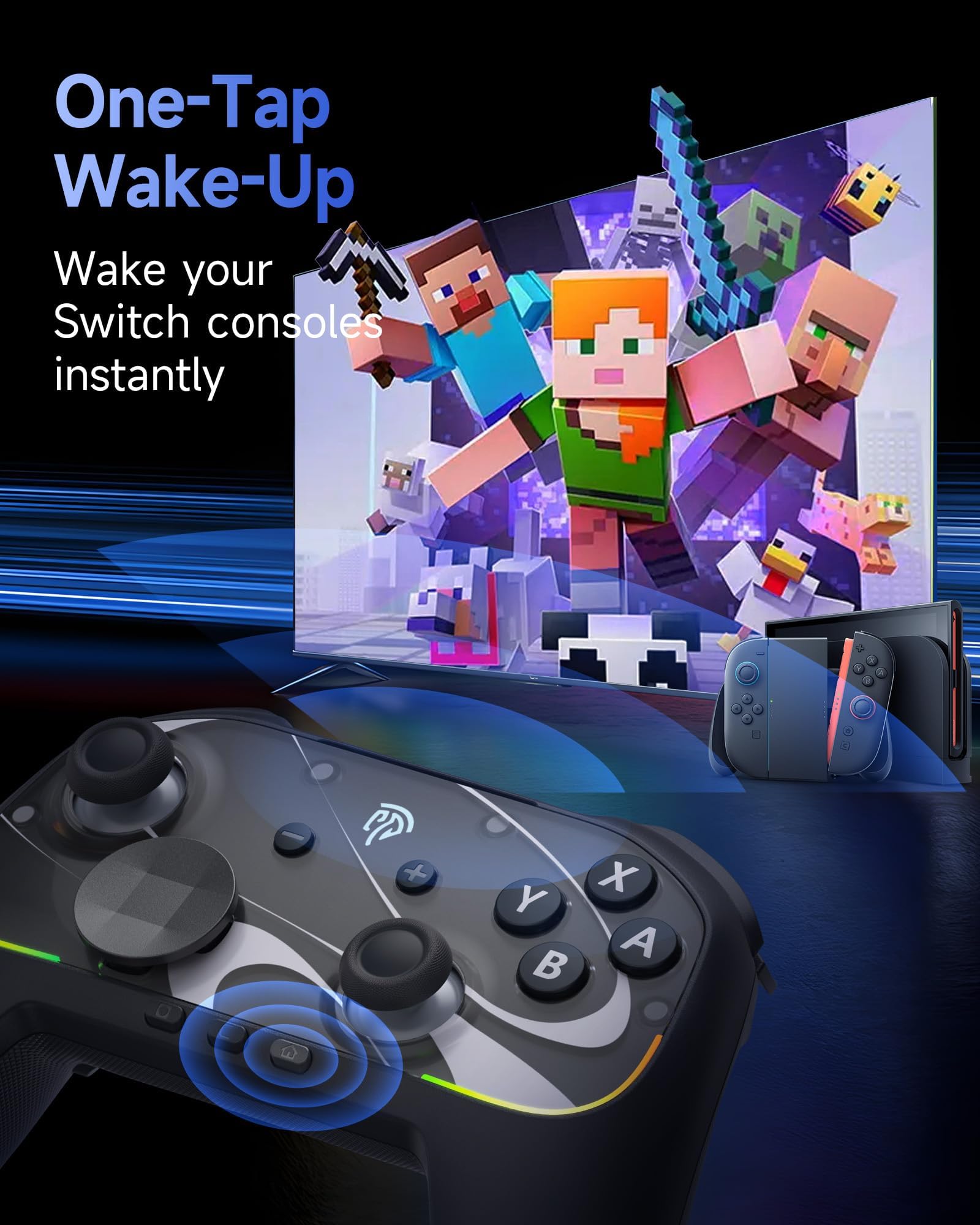 EasySMX S10 Switch 2 Controller mit Wake-up, TMR Joystick, 6-Axis Motion, NFC, 1200mAh, austauschbar D-Pad & Magnetische Frontplatten Schwarz
