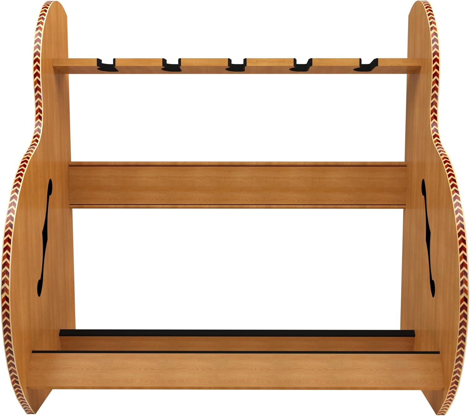 A&S Crafted Products 5 Guitar Stand for Acoustics & Electrics - The Session Deluxe | Red Oak | Nitro Safe | Made in U.S.A.