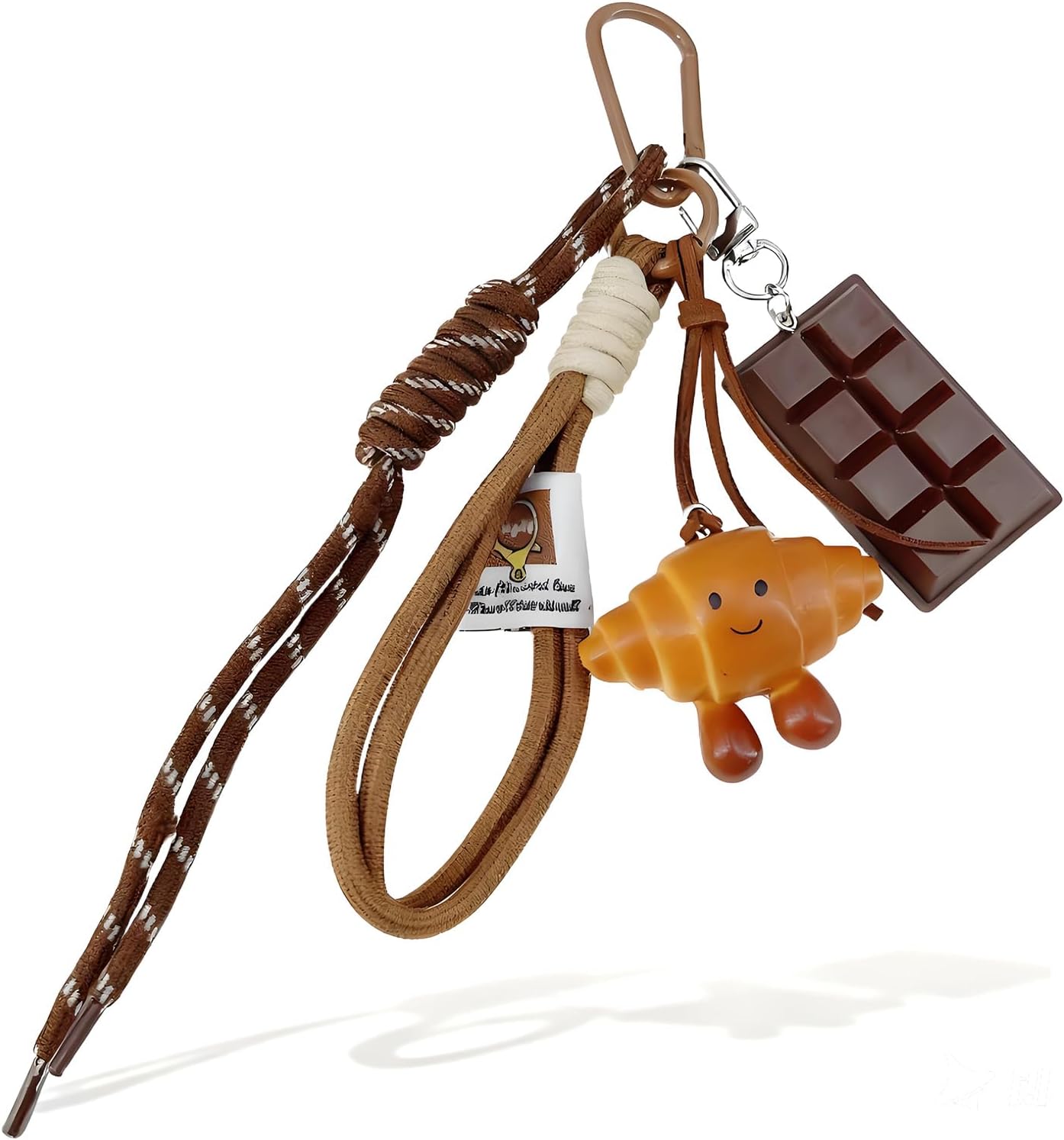 Angyape Cute Croissant Keychain for Women Bag Charms Purse Charms for Handbags Car Key Wristlet Keychain Rope Food Accessorie