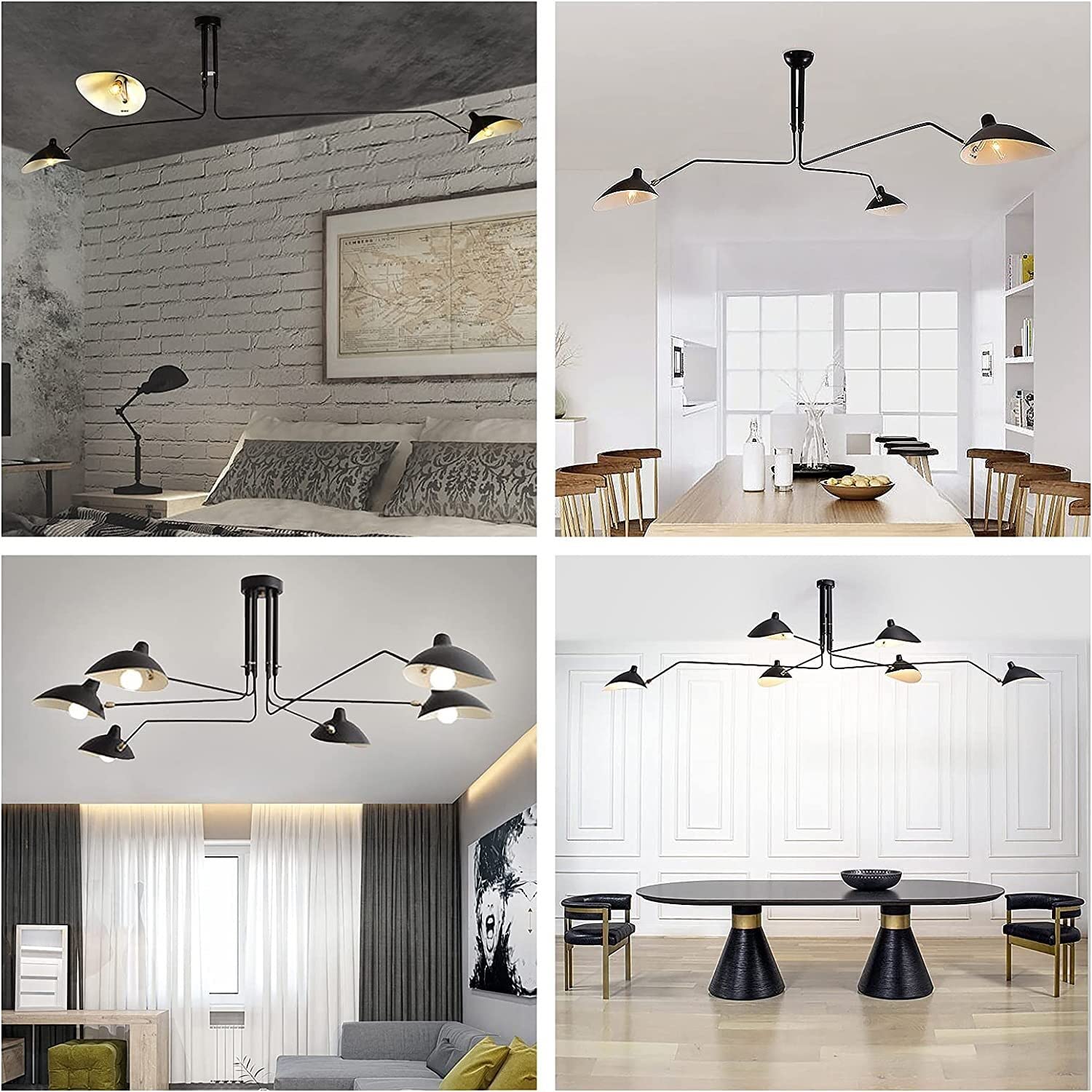 Lámpara colgante Moderna Ajustable de Hierro forjado Negro, accesorio de iluminación de techo para restaurante, pasillo, dormitorio, casa de Campo.