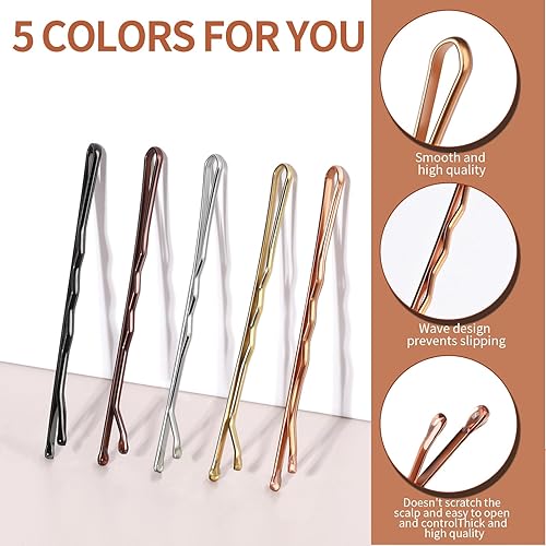 Miniatura 9 de Teenitor 250 pines Bobby Pins, 2.75 pulgadas, pasadores Bobby Pins Brown Black Blonde Silver para mujeres y niñas, alfileres grandes para cabello