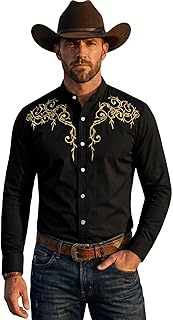 ZEROYAA Men's Floral Embroidery Slim Fit Long Sleeve Band Collar Dress Shirts Price In India
