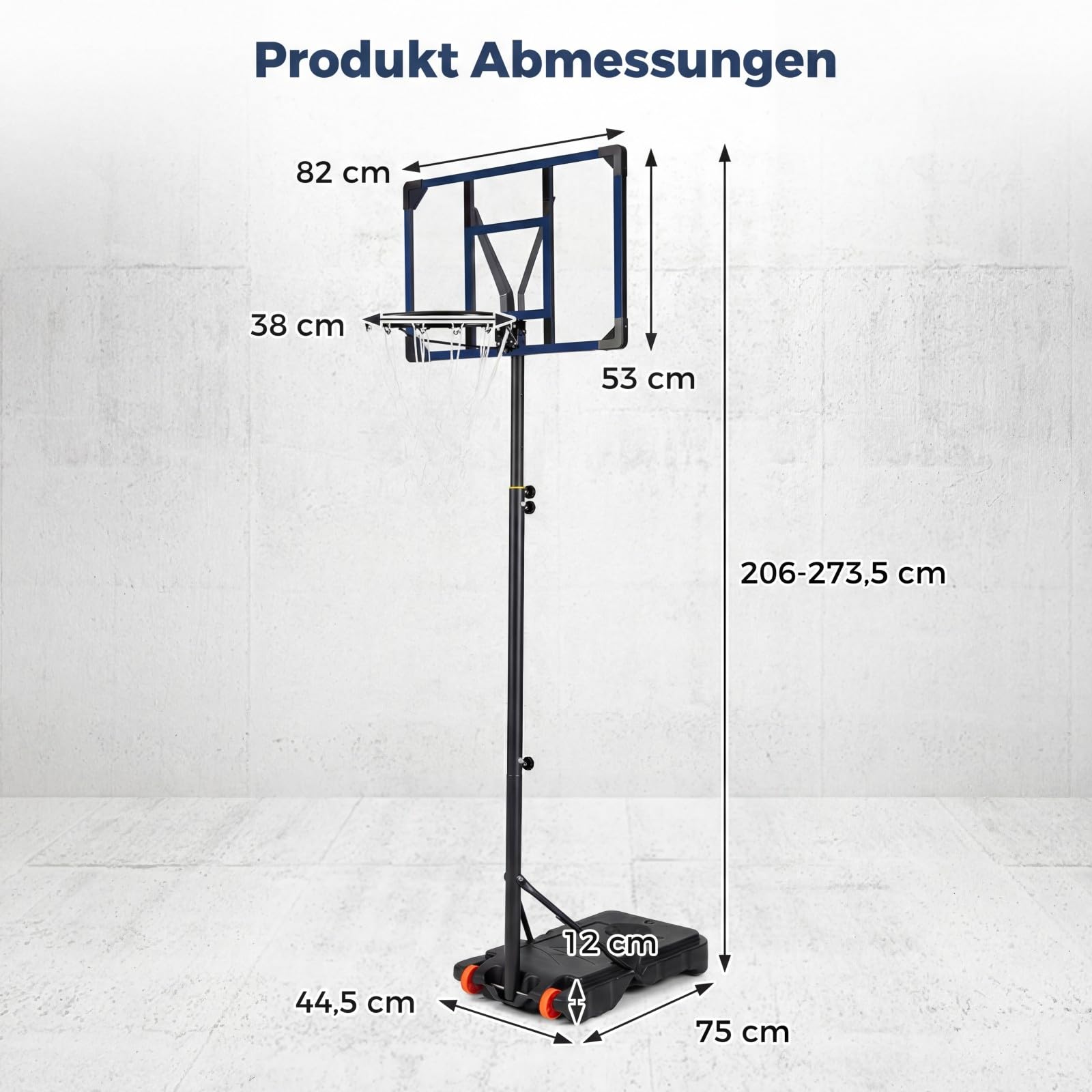COSTWAY Basketballkorb Outdoor höhenverstellbar 155-210cm/170-230cm Mobile Basketballanlage mit Rollen