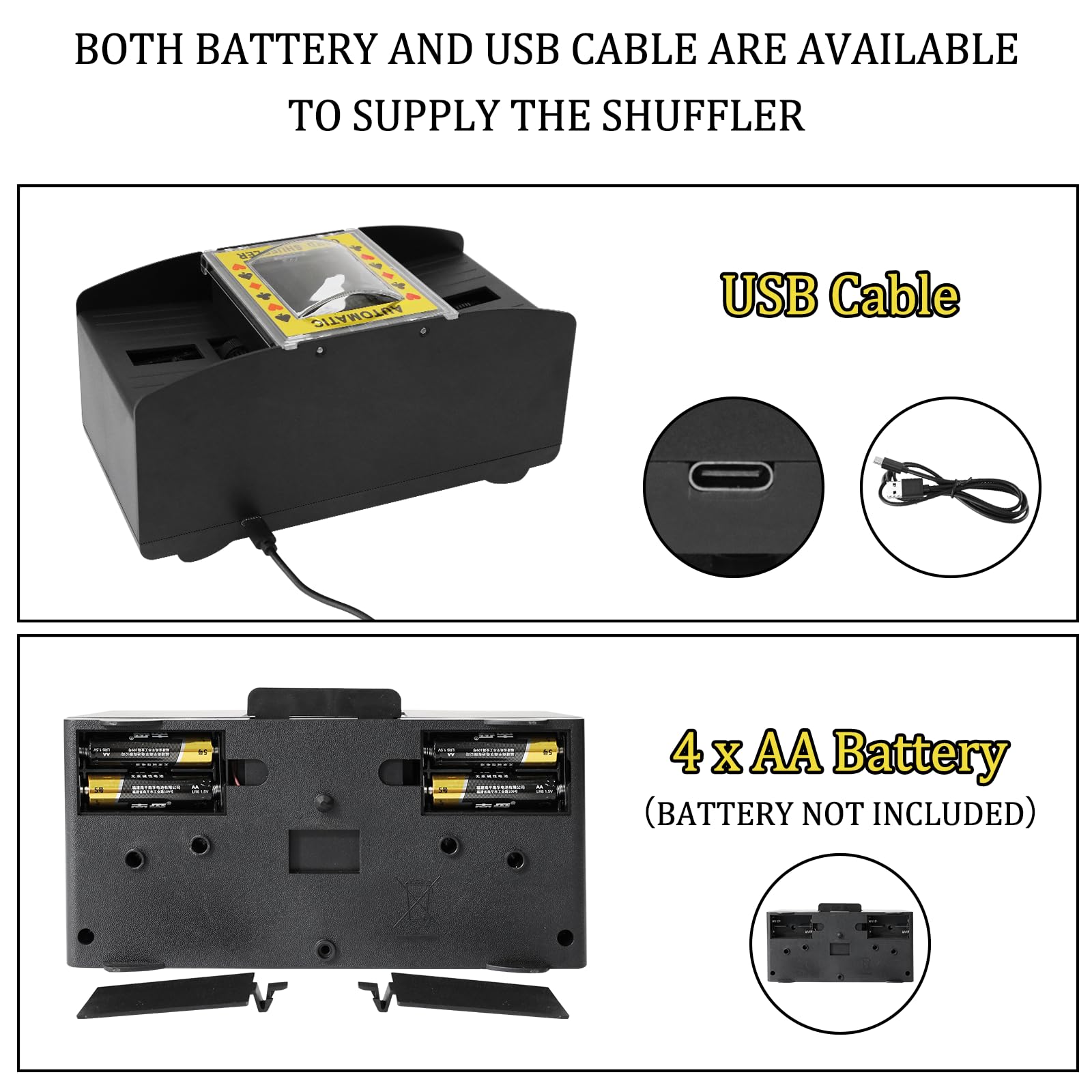 Mélangeur De Cartes Automatique 1-2 Jeux - USB Et Piles - Faible Bruit Pour Poker, UNO, Blackjack