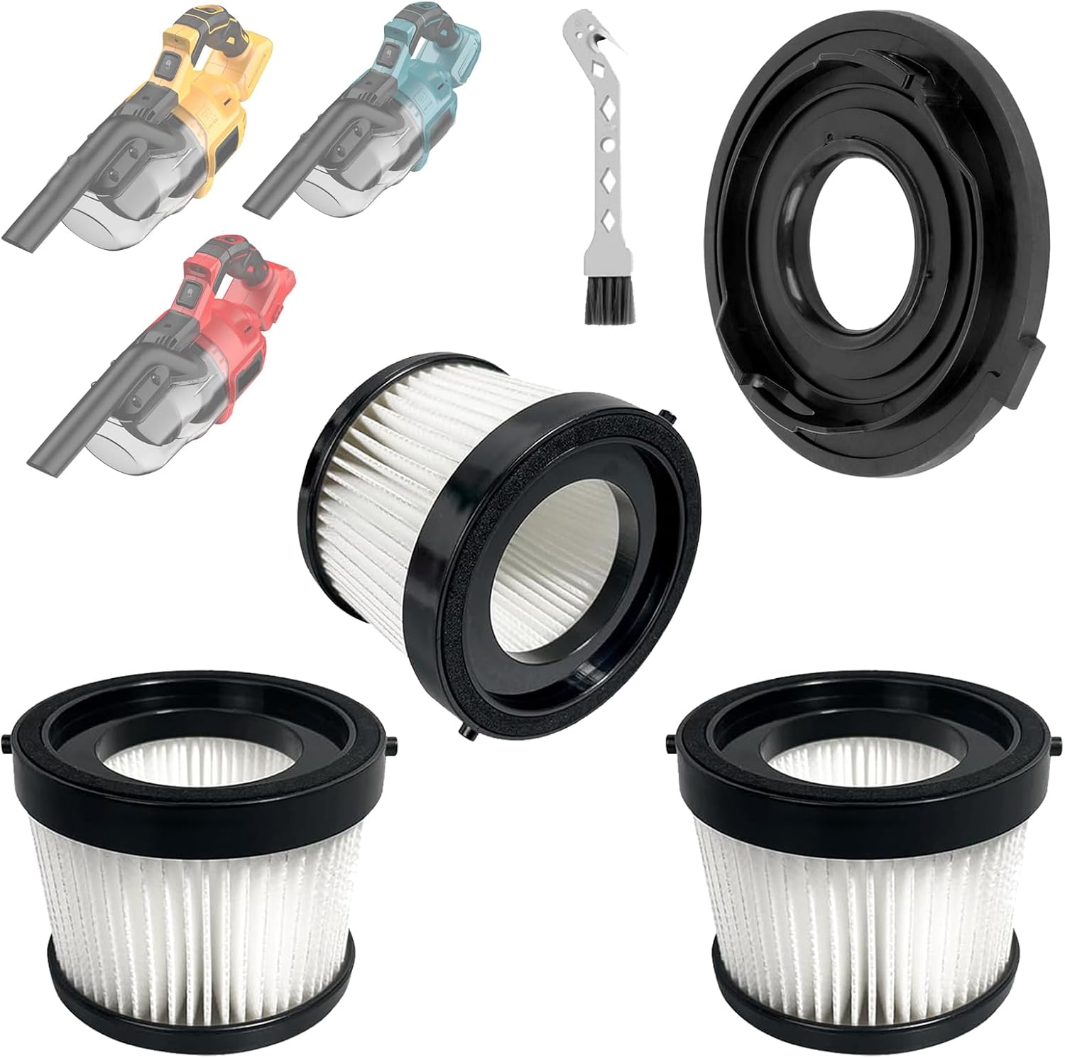3 Pack Replacement HEPA Filters with Holder, Compatible with KXX KXHV-3 Cordless Handheld Vacuum, also Works with Vijezoy, WISLET, Rueqior, DEMIMA, LITEKON, Fledukten, Brngeqi and Tsu‌Icaty Vacuum.