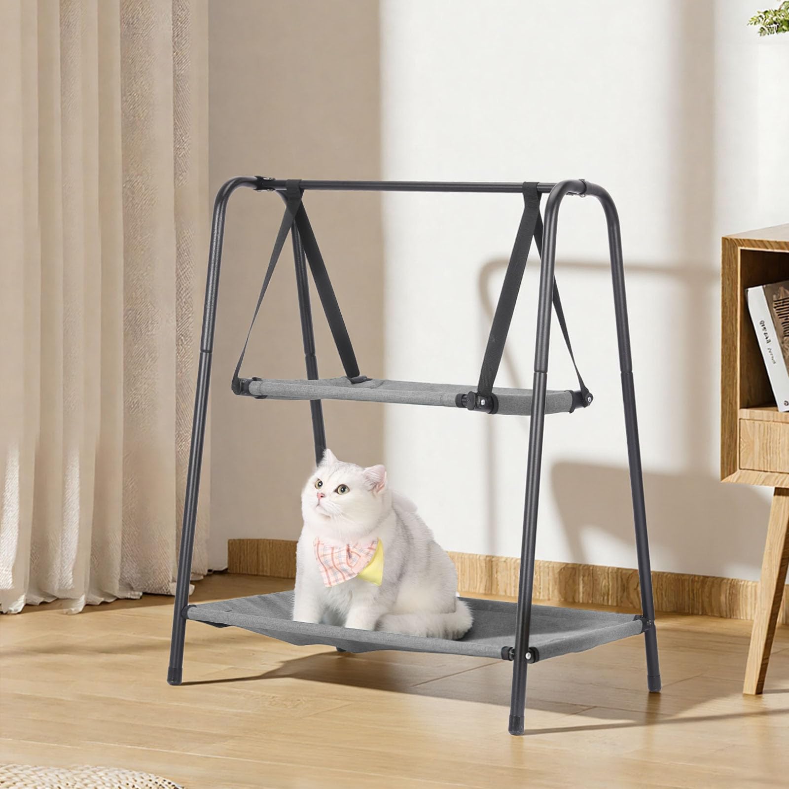 Etagen-Katzenschaukel Hängebett, Kätzchen-Hängematten mit Kissen, erhöhte Schaukeln für Katzen und Kätzchen, perfekte Indoor-Katzenmöbel, Hundeschaukel, atmungsaktive Katzen-Hängematte