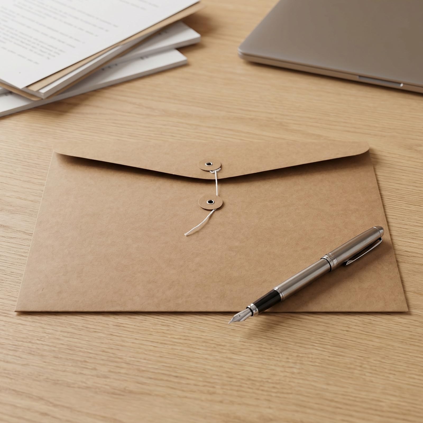 Lurrose 12 buste in carta kraft con chiusura a cordoncino, buste per documenti formato A4, portadocumenti espandibili per ufficio, raccoglitori e libretti.