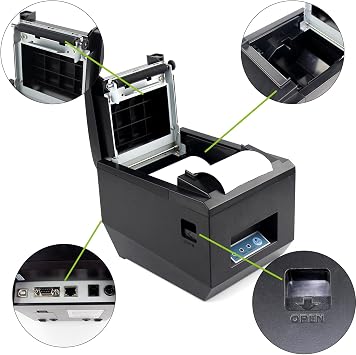 symcode POS Thermal Receipt Printer Ethernet/LAN, Serial Port - Auto Cutter - Cash Drawer Port - Paper Width 3 1/8 (80mm) - Works on Windows XP/Vista/7/8/8.1/10 Uses