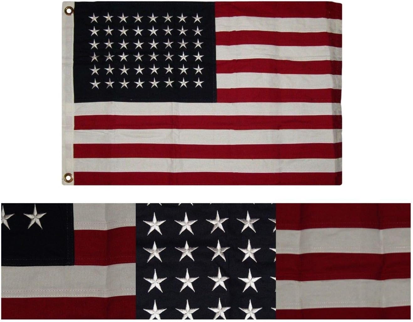 AES 3x5 Embroidered 48 Star Stars USA Sewn 100% Cotton Flag 3'x5' Clips Handmade