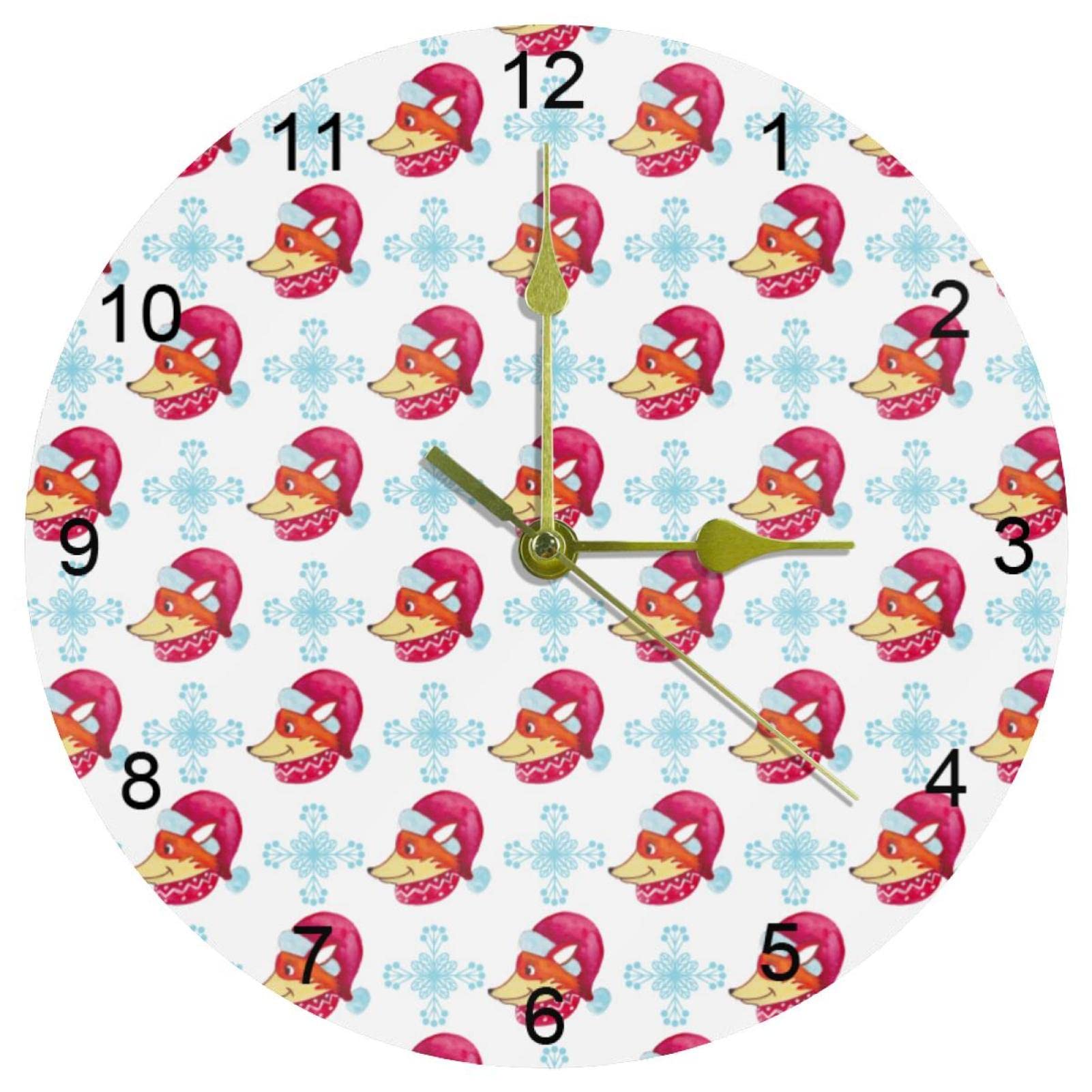 Horloge murale renard bleue pour décoration de cuisine et salle de classe