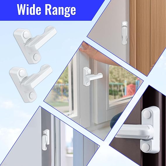 2 Pcs Sash Jammers, Window Locks, Security Lock for uPVC Door, Window Locks for uPVC Windows, for uPVC Windows & Wooden Windows (White)