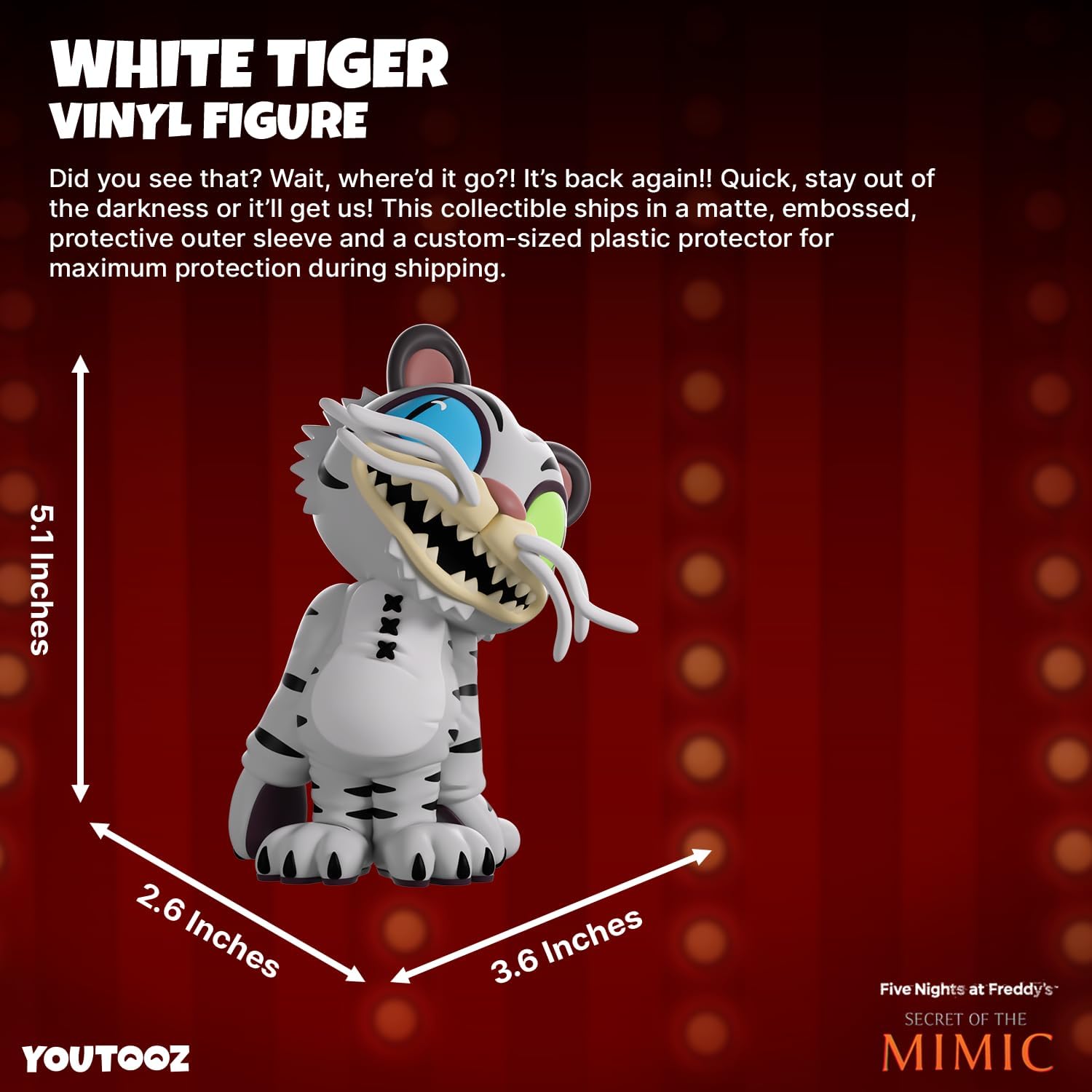 Youtooz FNAF White Tiger 4.8" Vinyl Figure, Five Nights at Freddy’s Collectible Animatronic Display Figure Toy for Fans and Collectors