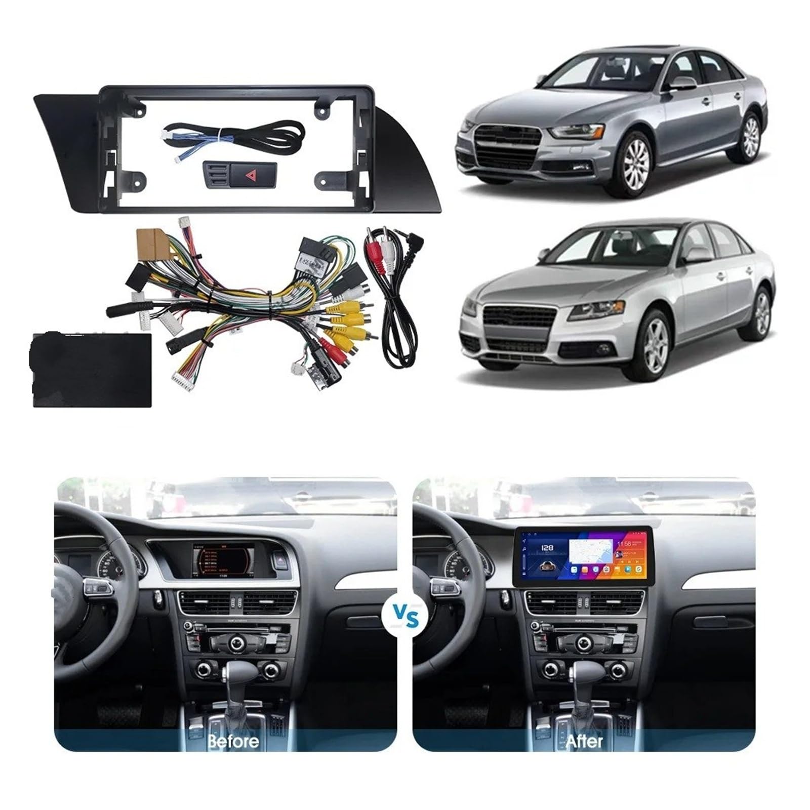 AVFORA Stereo Radio CD Panel Trim 9/10/12.3/13.1 Pollici per A4 B8 A4L per A5 Telaio Auto Fascia Adattatore Canbus Box Android Radio Dash Kit Pannello Montaggio | Frame 12.3Inch LHD