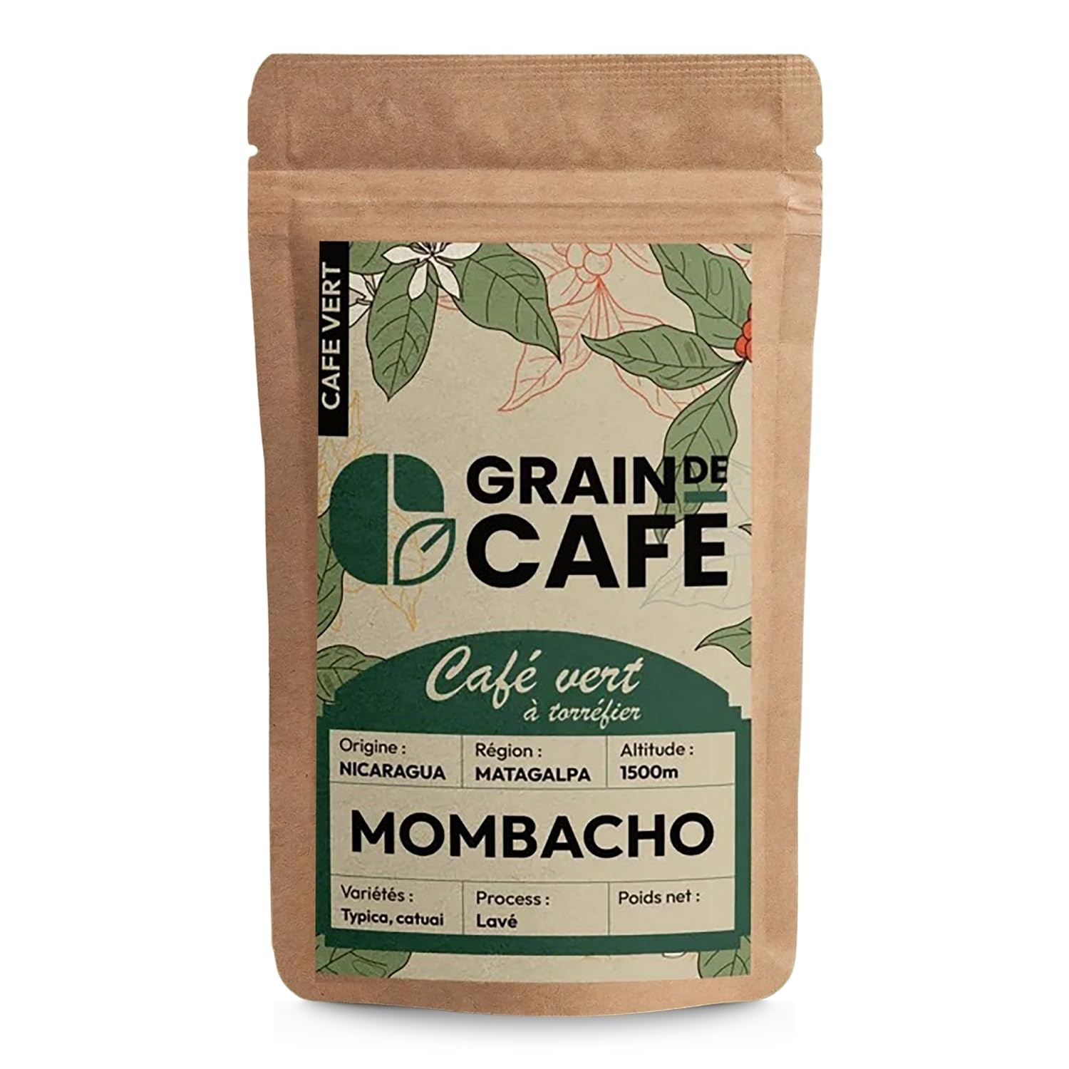 Graindecafé – Café Vert Nicaragua Mombacho 1kg | 100% Arabica Non Torréfié | De Montagne Rond Et Harmonieux | Notes De Cacao Et Prune | Idéal Machine À Grain Une Fois Torréfié